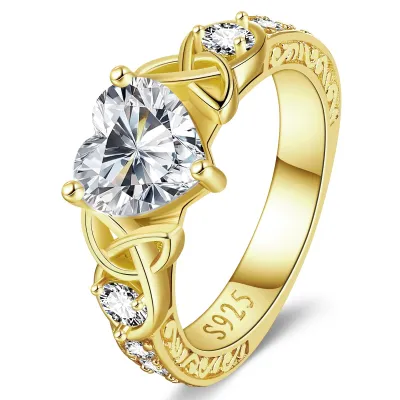 2CT Heart Shaped Moissanite Promise Ring for Her | D Color VVS1, Celtic Knot, 925 Sterling Silver, Engagement Wedding Anniversary Valentine's Day Gift with Certificate
