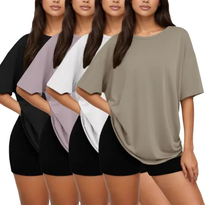 Siimcuzy 2/3/4 Pack Oversized Tshirts for Women Short Sleeves Workout Tops | Loose Fit, Crew Neck, Baggy, Summer, Casual, Gym, Plus Size, Plain, Tops, Fashion, Clothes, 2026