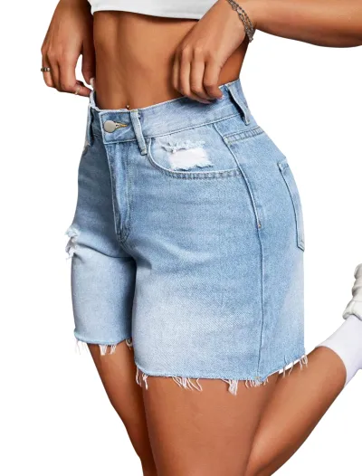 IWD Jean Shorts Womens High Waisted Denim Shorts Ripped Summer Trendy Jorts